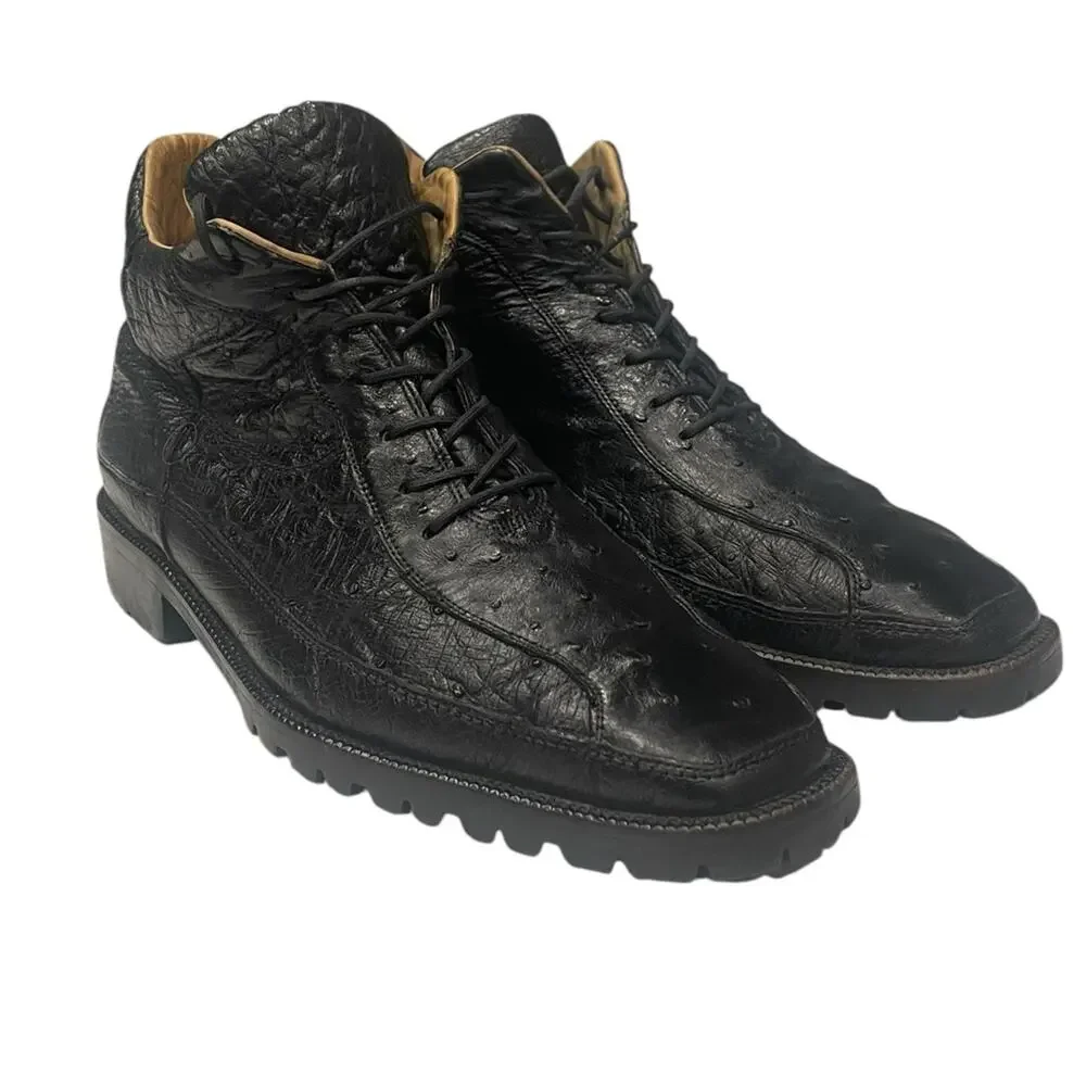 Belvedere Genuine Black Ostrich Casual Shoes Mens Size 10